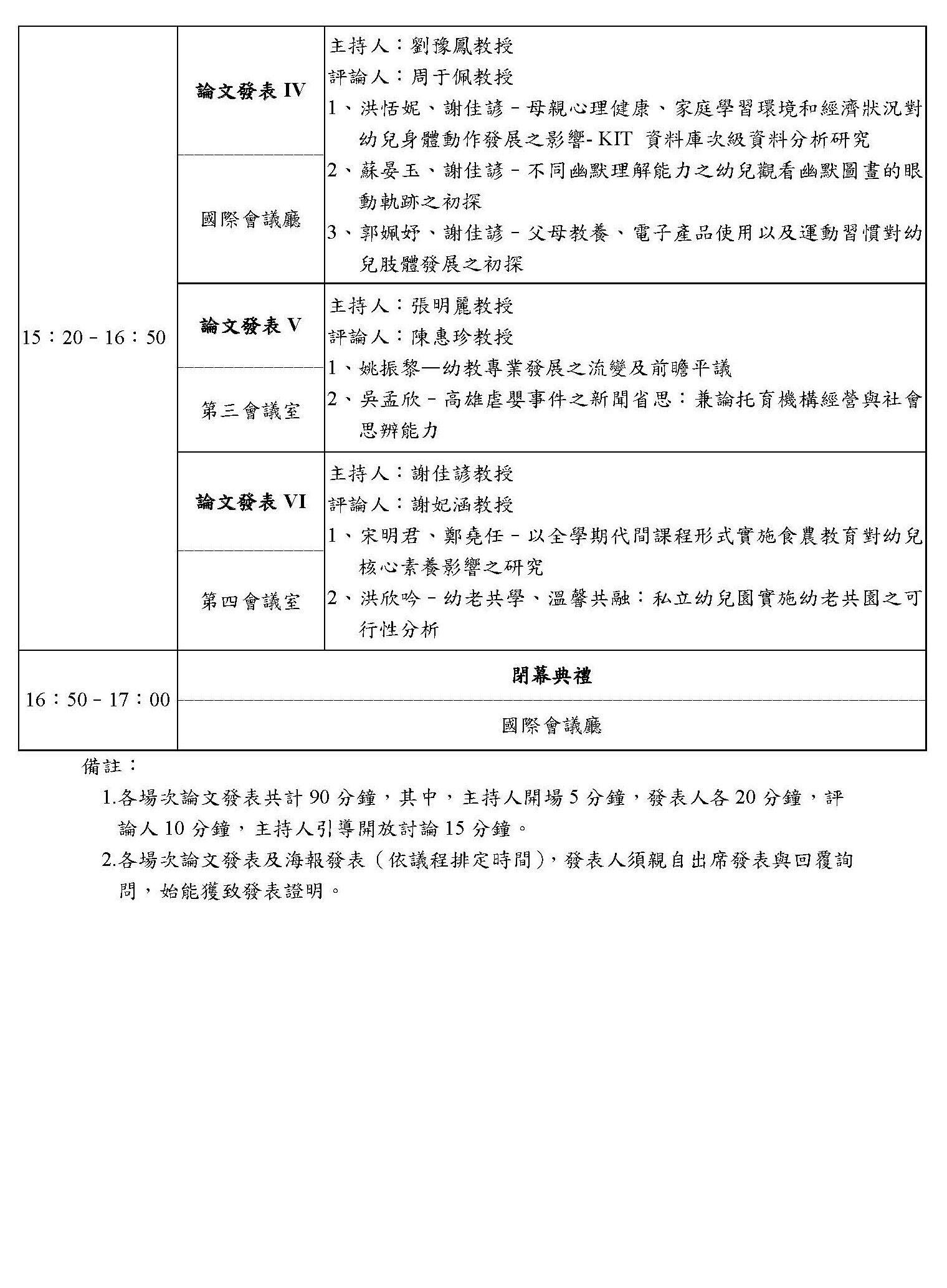 研討會議程表